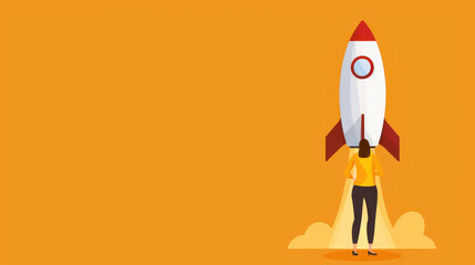 Embark on a thrilling entrepreneurial journey with a startup rocket symbolizing the launch of a new business idea.