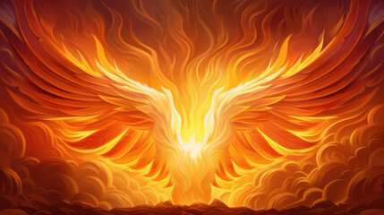 Fototapeta premium Powerful symbol of rebirth Phoenix rising from ash, a bird in flames, captivating imagery of transformation and resilience.