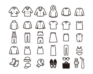 衣類のシンプルなアイコンセット