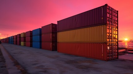 Shipping Containers at Sunset