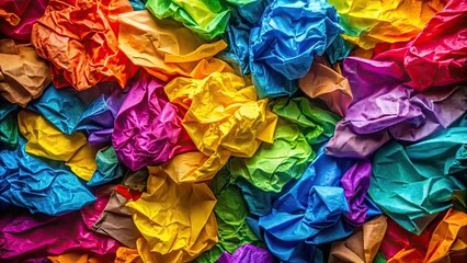 Colorful crumpled paper with vibrant hues , texture, abstract, art, recycled, wrinkled, multicolored, creativity, origami