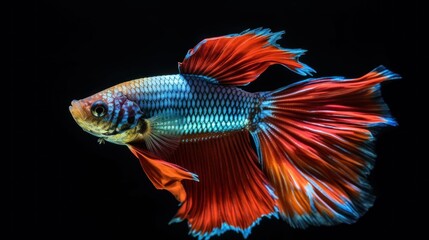 Colorful Siamese Fighting Fish with Flowing Fins