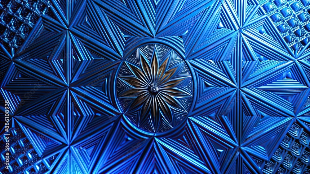 Wall mural abstract metal background with intricate geometric patterns and shiny metallic finish, metallic, abs