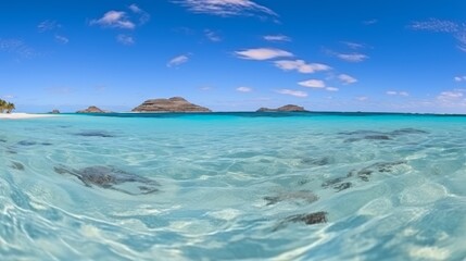 Obraz premium Breathtaking tropical beach horizon with stunning seascape where sky meets the sea