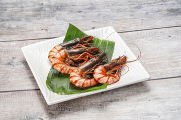 Cooked tiger prawn in the pate