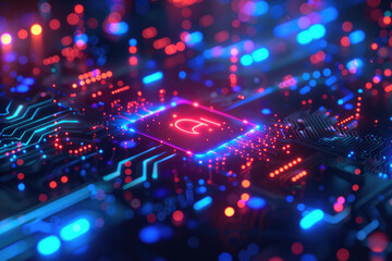Obraz premium Artificial intelligence chip, cyber style