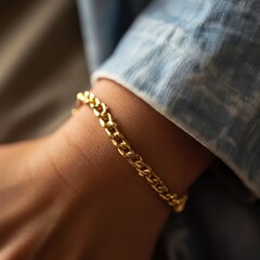 Gold Chain Bracelet on a Woman's Wrist