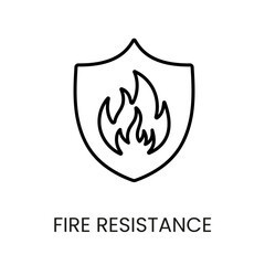 Fototapeta premium Fire resistance line vector icon with editable stroke.