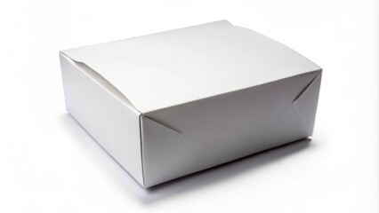 Fototapeta premium Isolated white thin paper box with crisp folds and clean edges stands alone on a pure white background.