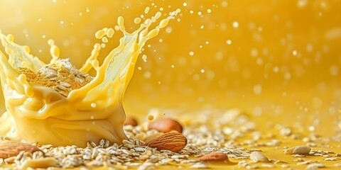 Golden backdrop with hints of almond and turmeric latte. Concept Golden Backdrop, Almond Tones, Turmeric Latte Hues