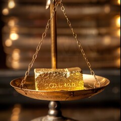 Gold Bar on a Scale: The Weight of Wealth