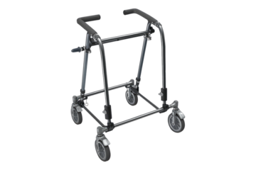 Adjustable folding walker isolated on transparent background