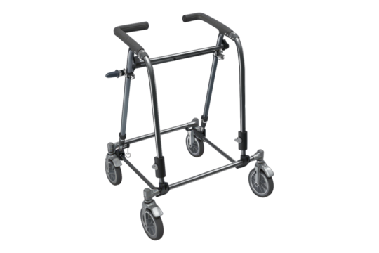 Adjustable folding walker isolated on transparent background
