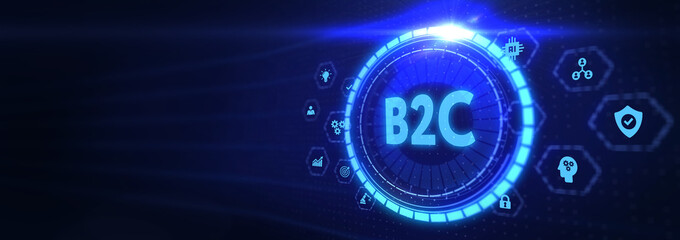 B2C Business to customer marketing strategy. 3d illustration