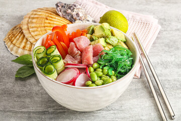 Hawaiian cuisine - poke with tuna and rice