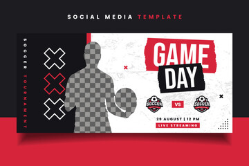 Soccer Game Day Banner Flyer Social Media Template for Sports Tournament