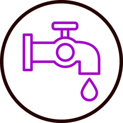 Leaky Faucet Vector Line Purple Circle Black