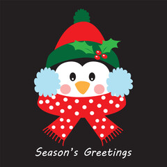 christmas card with cute penguin