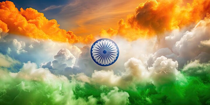 Colorful clouds forming the Indian flag on Republic Day , India, flag, colorful, clouds, holiday, patriotic