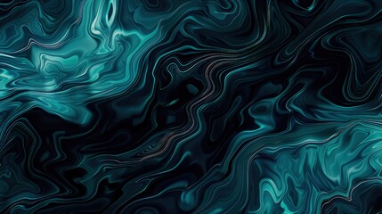 Obraz premium An intricate pattern of teal and dark cyan flowing liquid swirls creates an intense visual texture ideal for website backgrounds or presentations.