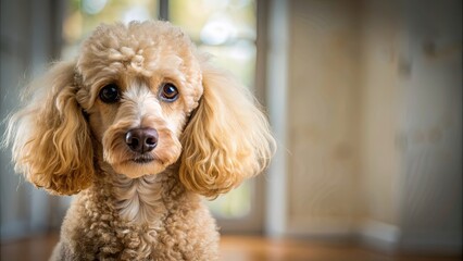 Close up of poodle dog indoors, poodle, dog, indoors, fluffy, pet, cute, animal, close up, fur, domestic, portrait, canine