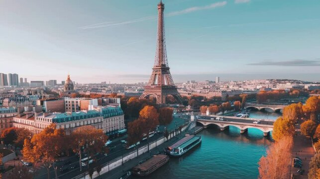 Paris cityscape aerial view of the Eiffel Tower AI Generative