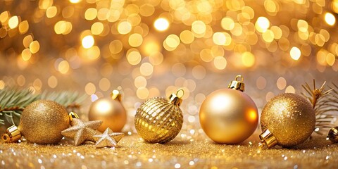 Gold light bokeh background with Christmas decorations, gold, light, bokeh, Christmas, background, decoration, festive