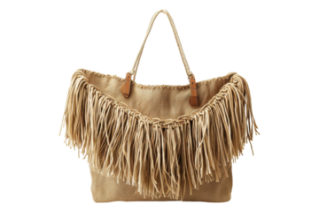 Brown Fringed Tote Bag