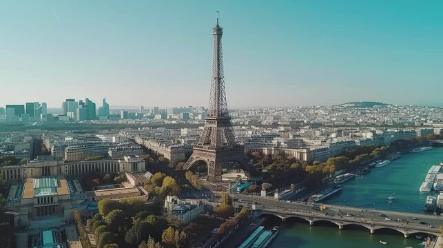 Paris cityscape aerial view of the Eiffel Tower AI Generative