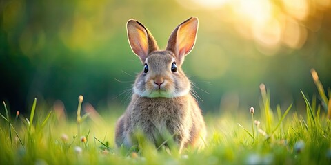 Adorable rabbit with big eyes sitting in a meadow, cute, fluffy, bunny, animal, adorable, wildlife, whiskers, furry, grass