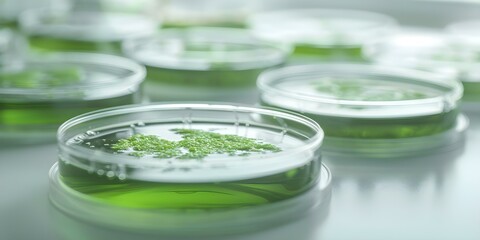 Cultivating Mold and Algae in Petri Dishes for Artificial Meat Production. Concept Lab Experiment, Sustainable Food, Microbial Cultures, Future of Food, Science Research