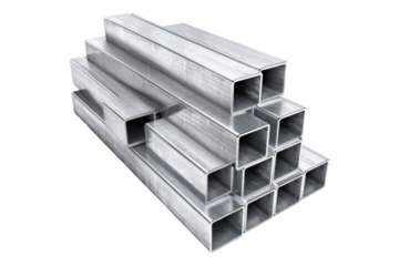 Aluminium extrusion sections isolated on transparent background