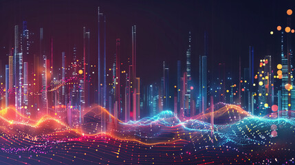 Fototapeta premium Data visualization helps businesses understand and display large amounts of data. Data analysts collect and interpret data to generate insights and make informed decisions.