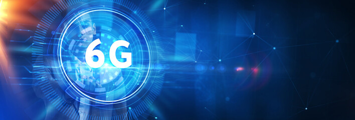 The concept of 6G network, high-speed mobile Internet, new generation networks. Business, modern technology, internet and networking concept.