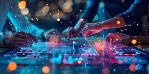 Digital Marketing Team Utilizing Collaborative Tools for Efficient Project Management and Networking