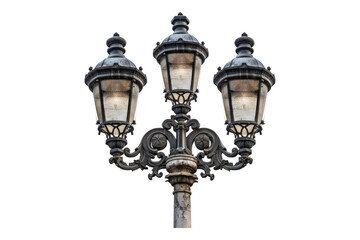 Ancient road lamp isolated on transparent background