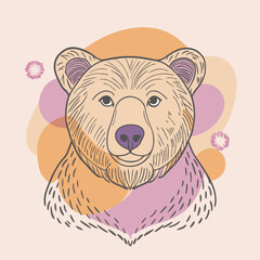 Teddy bear with a flower vector illustration.