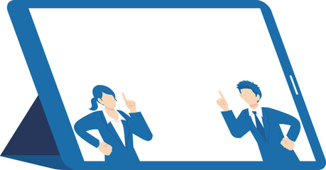 オンラインを使ったビジネスイラスト素材