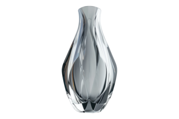 Angular glass vase isolated on transparent background