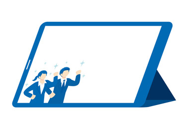 オンラインを使ったビジネスイラスト素材