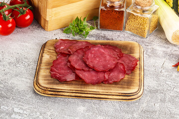 Smoked beef meat - Pastrami slices