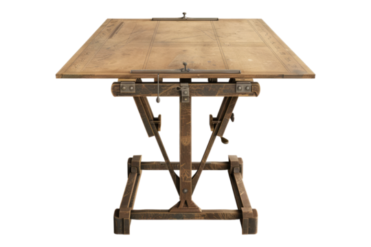 Antique drafting table isolated on transparent background