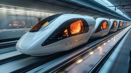 Fototapeta premium Dystopian American cityscape showcasing hyper realistic autonomous drones and vehicles navigating decaying infrastructure depicted on a white background with detailed infographics