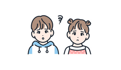 考える 悩む 困る 男の子と女の子 アイコン