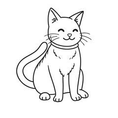 cute hand drawn cat art line 