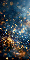 Naklejka premium Blue and gold Abstract background and bokeh on New Year's Eve. AI generative.