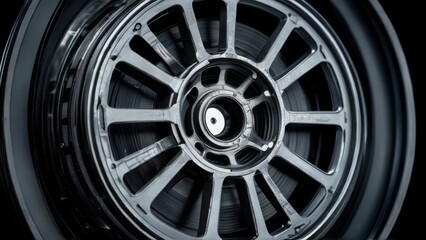 Closeup of a Shiny Wheel Rim.