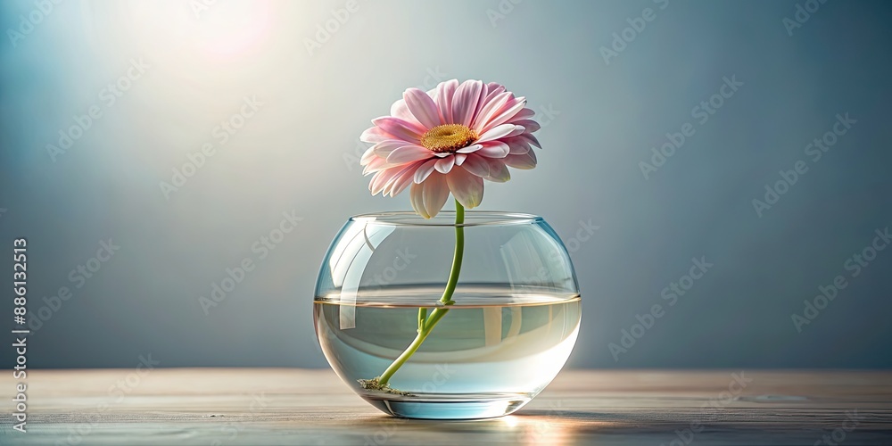 Poster Flower floating in a delicate glass vase , delicate, beauty, elegance, nature, bloom, floral, decoration,fresh, vibrant