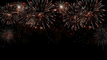 Festive fireworks background with black copy space,