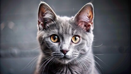 Grey cat with stunning big eyes, looking elegant and realistic, Grey, cat, feline, stunning, eyes, big, elegant, beautiful, fluffy